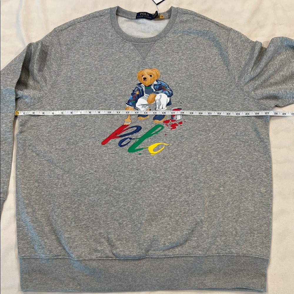 🎉Host Pick🎉2x Polo Ralph Lauren Grey Fleece Polo Bear Crewneck Sweatshirt - Picture 9 of 14